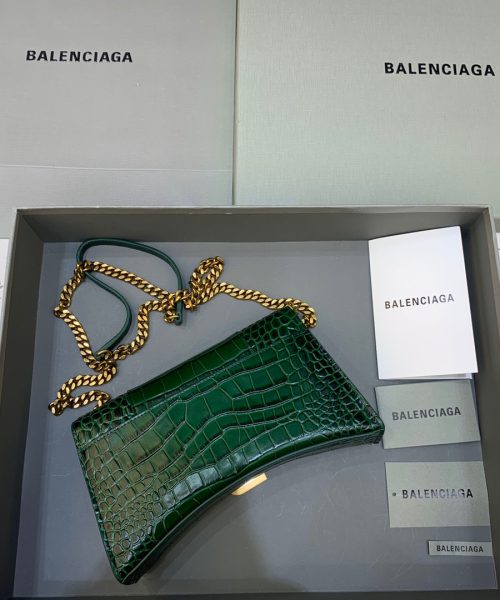 Balenciaga Hourglass Wallet On Chain in Dark Green, For Women, Women's Bags 9in/23cm