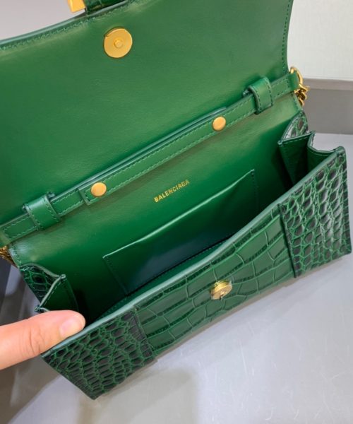 Balenciaga Hourglass Wallet On Chain in Dark Green, For Women, Women's Bags 9in/23cm