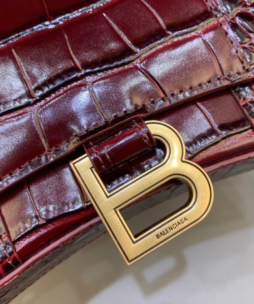 Balenciaga Hourglass Wallet On Chain in Dark Red, For Women, Women's Bags 7.6in/19cm