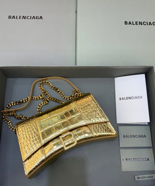 Balenciaga Hourglass Wallet On Chain in Gold, For Women, Women's Bags 9in/23cm
