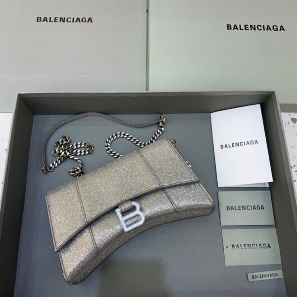Balenciaga Hourglass Wallet On Chain in Golden Gray, For Women, Women's Bags 9in/23cm