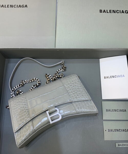 Balenciaga Hourglass Wallet On Chain in Gray, For Women, Women's Bags 9in/23cm