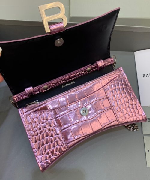 Balenciaga Hourglass Wallet On Chain in Pink, For Women, Women's Bags 7.6in/19cm
