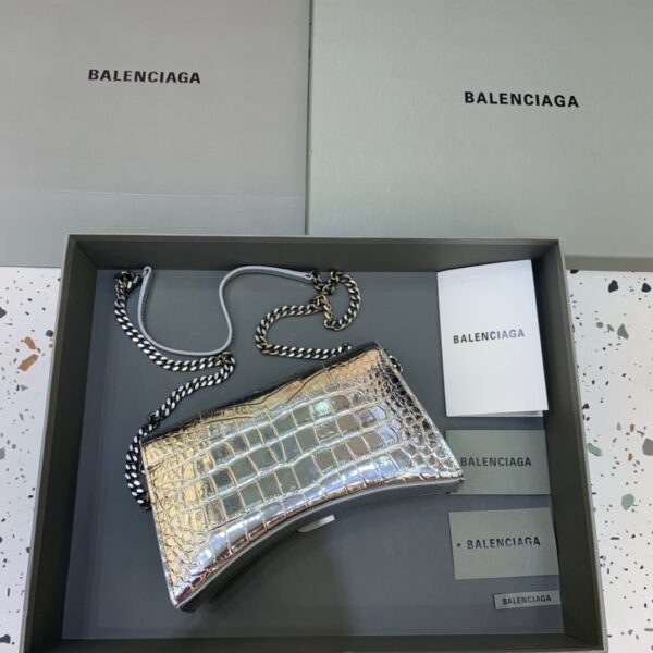 Balenciaga Hourglass Wallet On Chain in Sliver, For Women, Women's Bags 9in/23cm