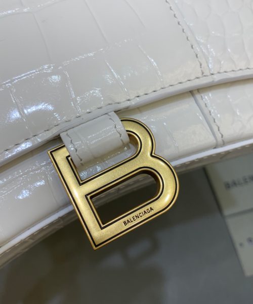 Balenciaga Hourglass Wallet On Chain in White, For Women, Women's Bags 7.6in/19cm 6560501LRGM9016