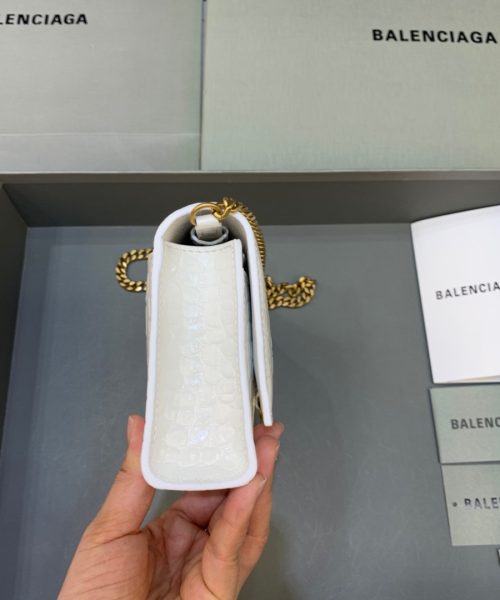 Balenciaga Hourglass Wallet On Chain in White, For Women, Women's Bags 7.6in/19cm 6560501LRGM9016