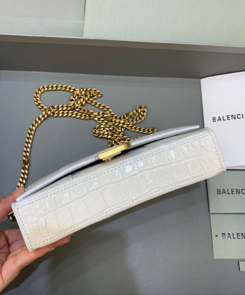 Balenciaga Hourglass Wallet On Chain in White, For Women, Women's Bags 7.6in/19cm 6560501LRGM9016