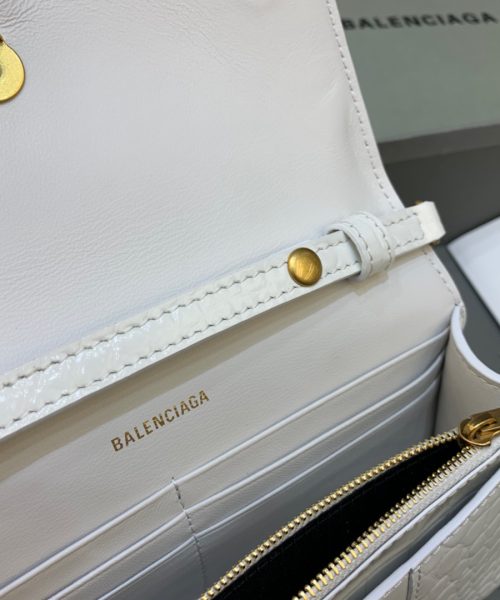 Balenciaga Hourglass Wallet On Chain in White, For Women, Women's Bags 7.6in/19cm 6560501LRGM9016