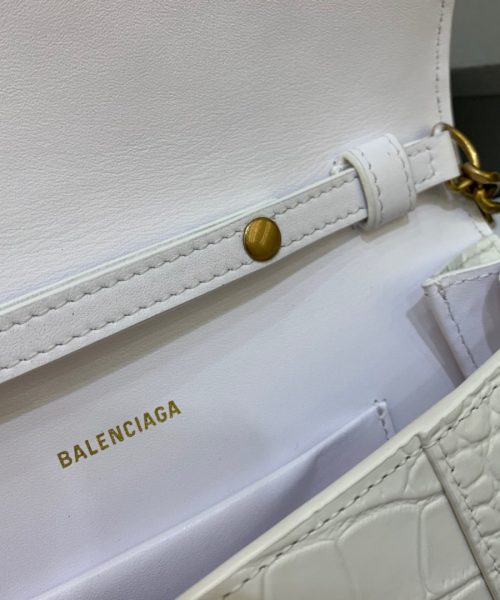 Balenciaga Hourglass Wallet On Chain in White, For Women, Women's Bags 9in/23cm