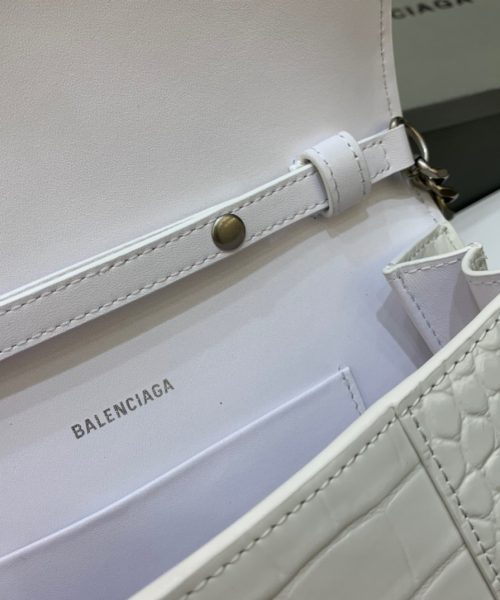 Balenciaga Hourglass Wallet On Chain in White, For Women, Women's Bags 9in/23cm