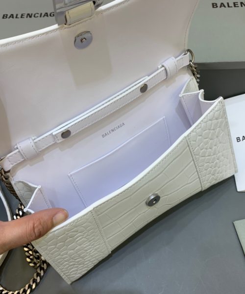 Balenciaga Hourglass Wallet On Chain in White, For Women, Women's Bags 9in/23cm