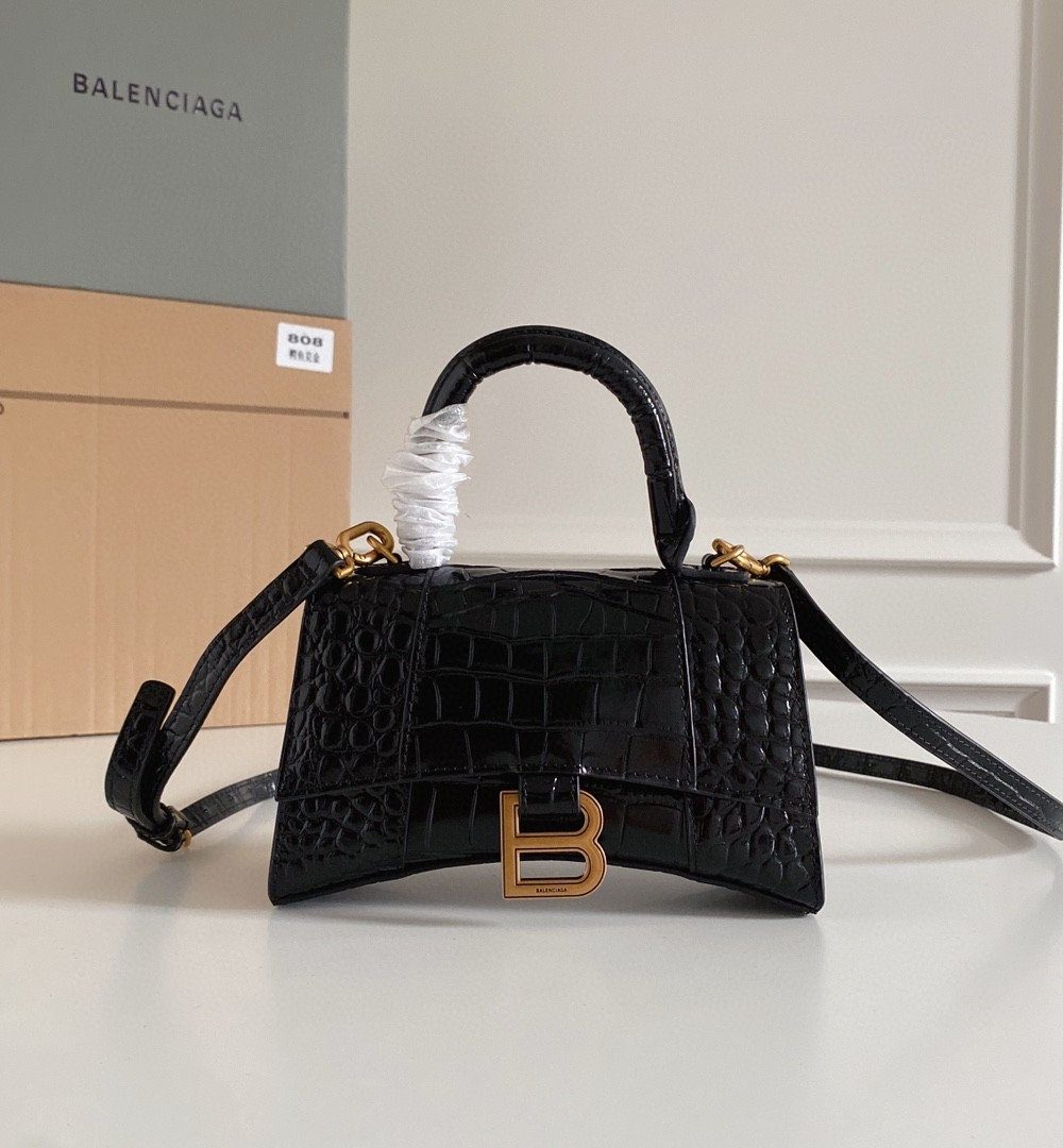 Balenciaga Hourglass XS Handbag In Black, For Women, Women’s Bags 7.4in/19cm