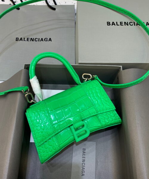 Balenciaga Hourglass XS Handbag In Bright Green, For Women, Women's Bags 7.4in/19cm 5928331U6AK3809