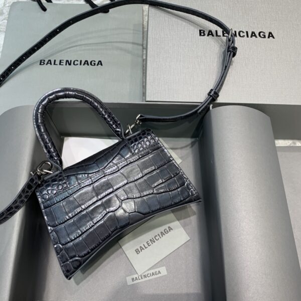 Balenciaga Hourglass XS Handbag In Dark Grey, For Women, Women's Bags 7.4in/19cm 5935461LR6Y1309