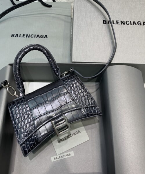 Balenciaga Hourglass XS Handbag In Dark Grey, For Women, Women's Bags 7.4in/19cm 5935461LR6Y1309
