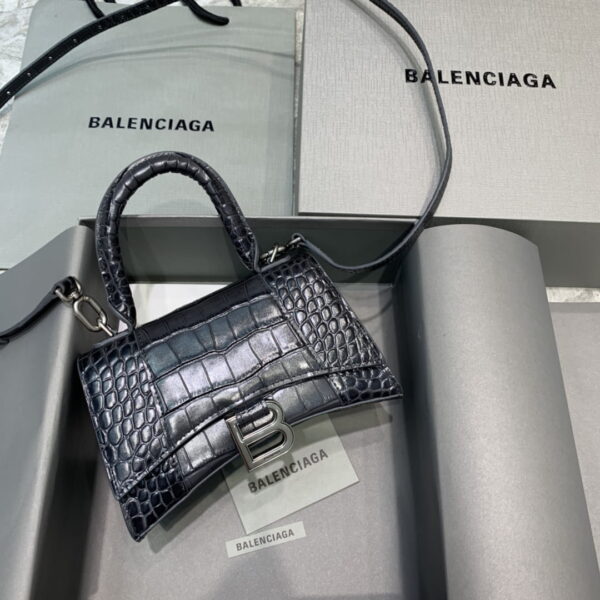 Balenciaga Hourglass XS Handbag In Dark Grey, For Women, Women's Bags 7.4in/19cm 5935461LR6Y1309