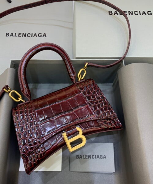 Balenciaga Hourglass XS Handbag In Dark Red, For Women, Women's Bags 7.4in/19cm