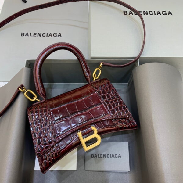 Balenciaga Hourglass XS Handbag In Dark Red, For Women, Women's Bags 7.4in/19cm