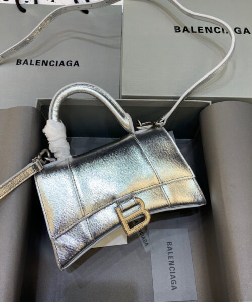 Balenciaga Hourglass XS Handbag In Sliver, For Women, Women's Bags 7.4in/19cm