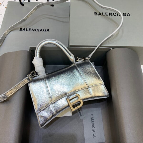 Balenciaga Hourglass XS Handbag In Sliver, For Women, Women's Bags 7.4in/19cm