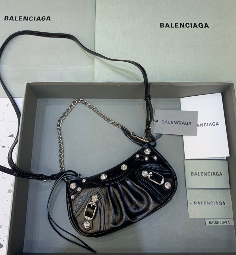 Balenciaga Le Cagole Mini Bag With Chain Black, For Women, Women's Bags 8.2in/21cm 69581423EJY1000