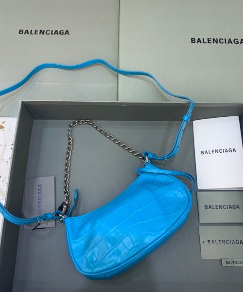 Balenciaga Le Cagole Mini Bag With Chain Blue, For Women, Women's Bags 8.2in/21cm 69581423EJY4624