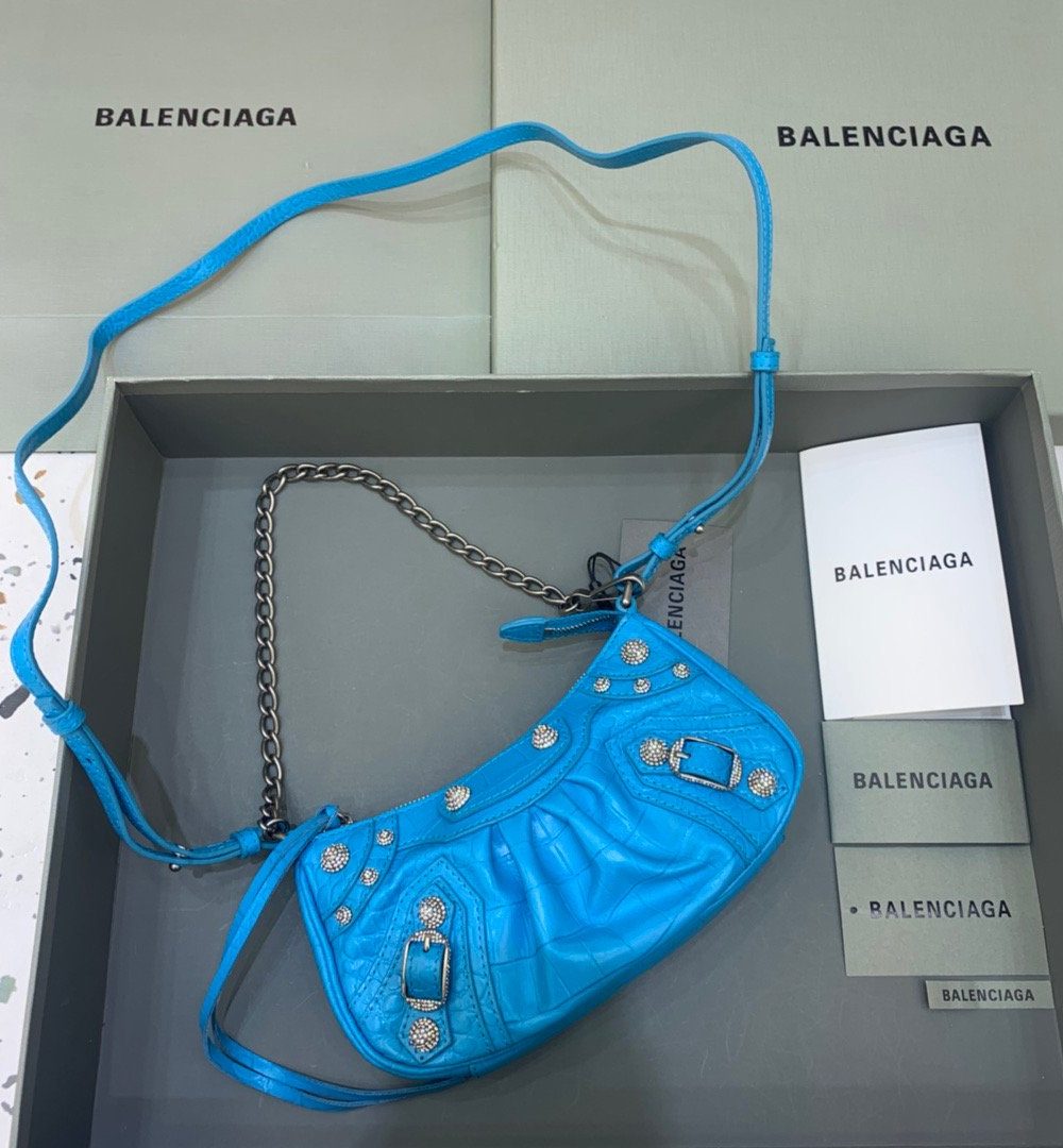 Balenciaga Le Cagole Mini Bag With Chain Blue, For Women, Women's Bags 8.2in/21cm 69581423EJY4624