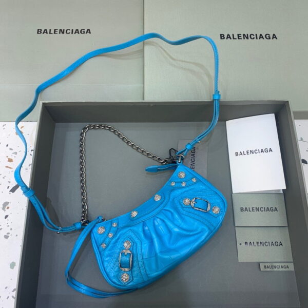 Balenciaga Le Cagole Mini Bag With Chain Blue, For Women, Women's Bags 8.2in/21cm 69581423EJY4624