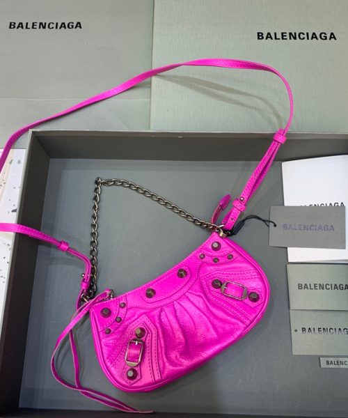 Balenciaga Le Cagole Mini Bag With Chain In Dark Pink, For Women, Women's Bags 8.2in/21cm