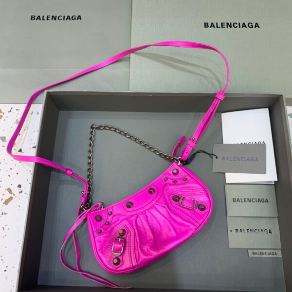 Balenciaga Le Cagole Mini Bag With Chain In Dark Pink, For Women, Women's Bags 8.2in/21cm