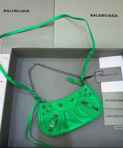 Balenciaga Le Cagole Mini Bag With Chain In Green, For Women, Women's Bags 8.2in/21cm