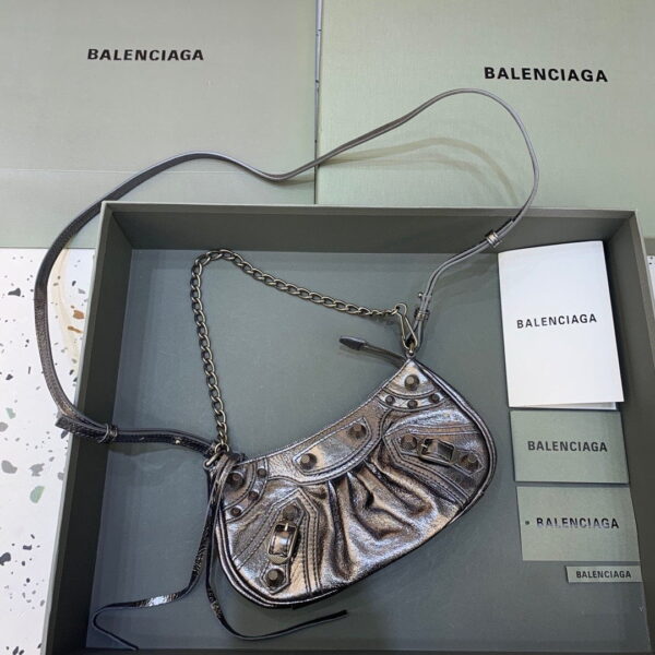 Balenciaga Le Cagole Mini Bag With Chain In Grey, For Women, Women's Bags 8.2in/21cm
