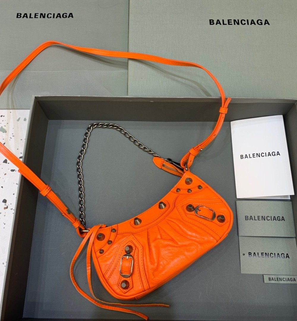 Balenciaga Le Cagole Mini Bag With Chain In Orange, For Women, Women's Bags 8.2in/21cm
