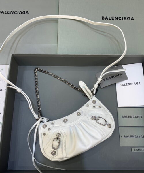 Balenciaga Le Cagole Mini Bag With Chain In White, For Women, Women's Bags 8.2in/21cm 69581423EBY9016