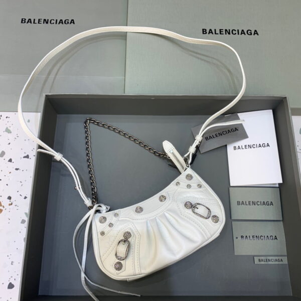 Balenciaga Le Cagole Mini Bag With Chain In White, For Women, Women's Bags 8.2in/21cm 69581423EBY9016