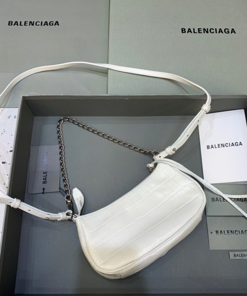 Balenciaga Le Cagole Mini Bag With Chain In White, For Women, Women's Bags 8.2in/21cm