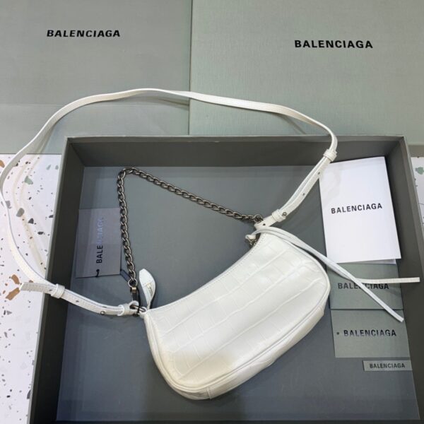 Balenciaga Le Cagole Mini Bag With Chain In White, For Women, Women's Bags 8.2in/21cm