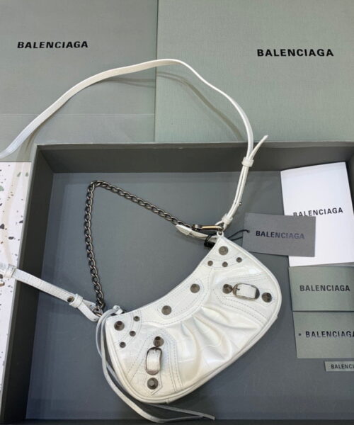 Balenciaga Le Cagole Mini Bag With Chain In White, For Women, Women's Bags 8.2in/21cm
