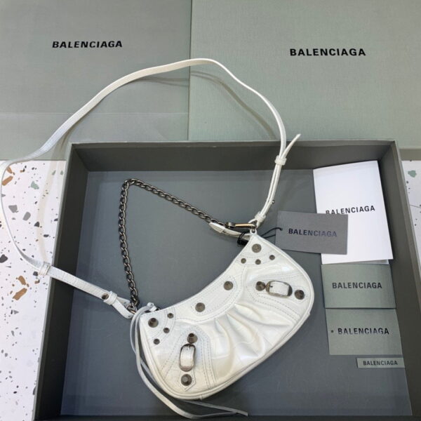 Balenciaga Le Cagole Mini Bag With Chain In White, For Women, Women's Bags 8.2in/21cm