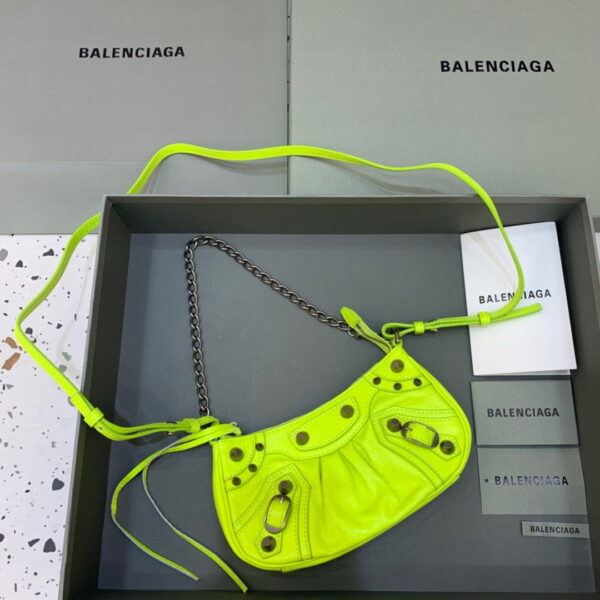 Balenciaga Le Cagole Mini Bag With Chain Light Green, For Women, Women's Bags 8.2in/21cm