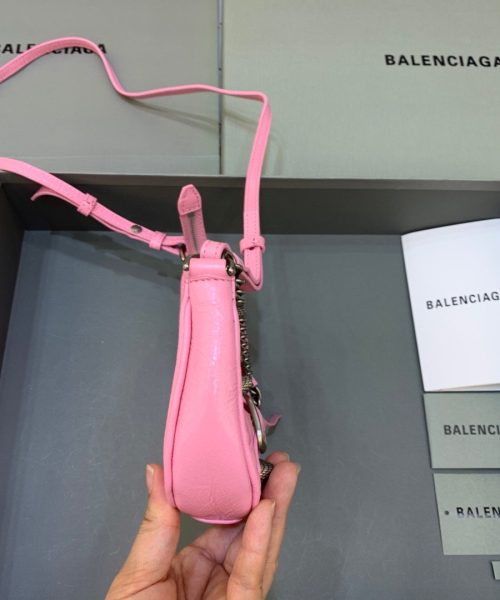 Balenciaga Le Cagole Mini Bag With Chain Light Pink, For Women, Women's Bags 8.2in/21cm
