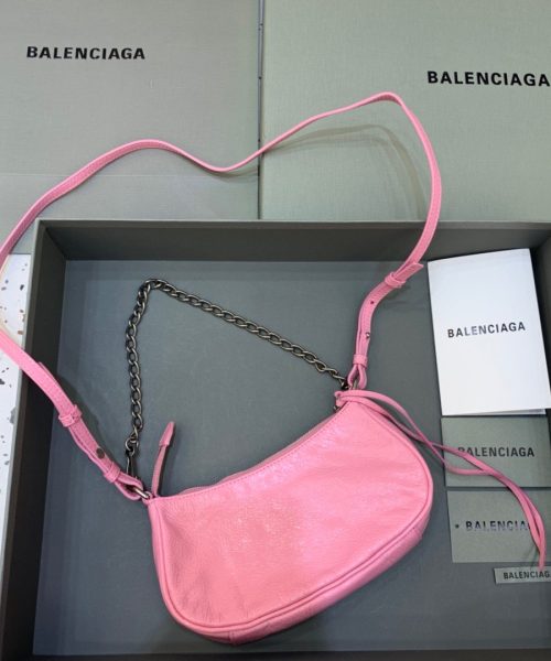 Balenciaga Le Cagole Mini Bag With Chain Light Pink, For Women, Women's Bags 8.2in/21cm