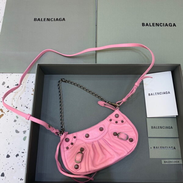 Balenciaga Le Cagole Mini Bag With Chain Light Pink, For Women, Women's Bags 8.2in/21cm