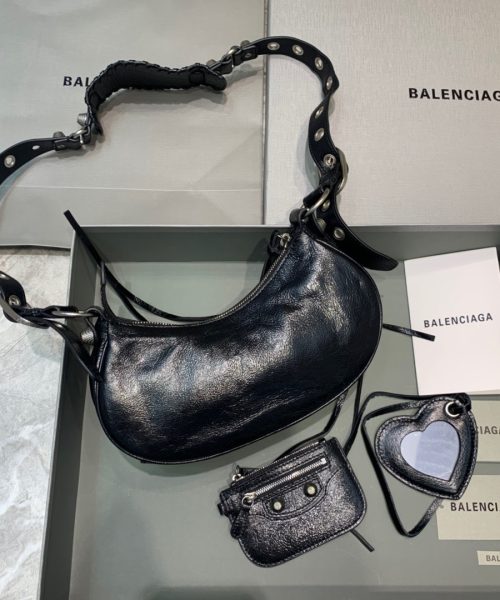 Balenciaga Le Cagole XS Shoulder Bag In Black, For Women, Women's Bags 10.2in/26cm 671309210BK1000