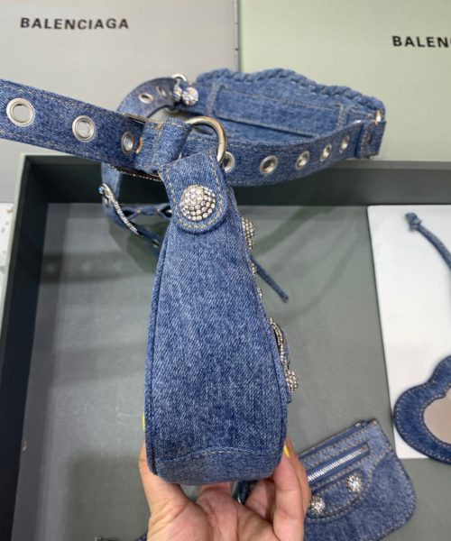 Balenciaga Le Cagole XS Shoulder Bag In Blue Washed, For Women, Women's Bags 10.2in/26cm