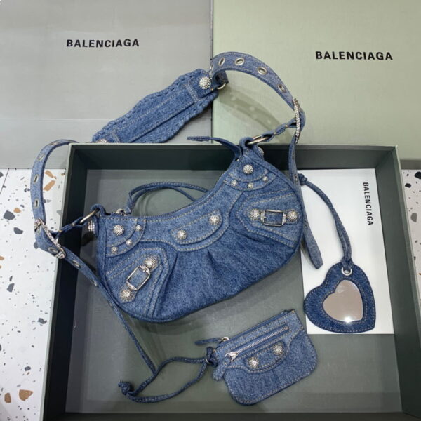 Balenciaga Le Cagole XS Shoulder Bag In Blue Washed, For Women, Women's Bags 10.2in/26cm