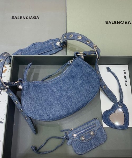 Balenciaga Le Cagole XS Shoulder Bag In Blue Washed, For Women, Women's Bags 10.2in/26cm