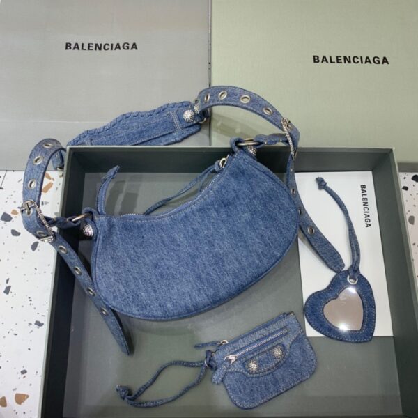 Balenciaga Le Cagole XS Shoulder Bag In Blue Washed, For Women, Women's Bags 10.2in/26cm