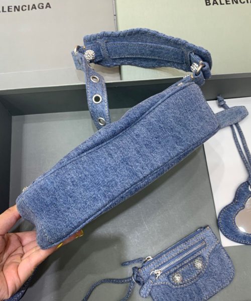 Balenciaga Le Cagole XS Shoulder Bag In Blue Washed, For Women, Women's Bags 10.2in/26cm