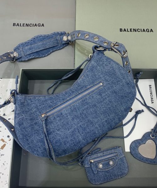 Balenciaga Le Cagole XS Shoulder Bag In Blue Washed, For Women, Women's Bags 13in/33cm